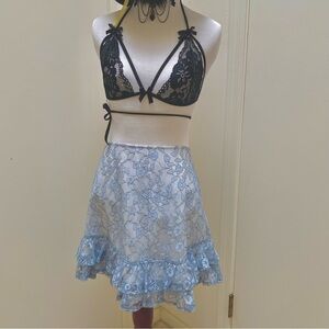 New with tags NWT Dolls Kill Sugar Thrillz baby blue lace mini skirt sz XL